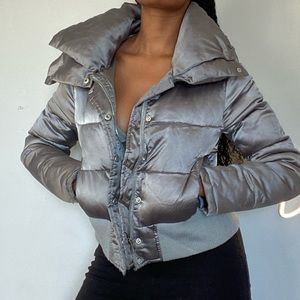 - Silver Puffer Jacket
